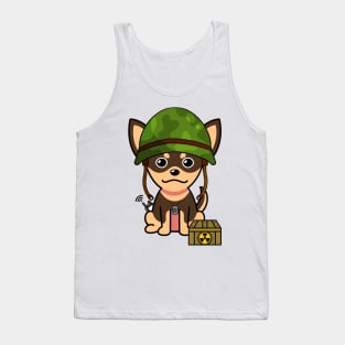 Funny small dog is a soldier Tank Top